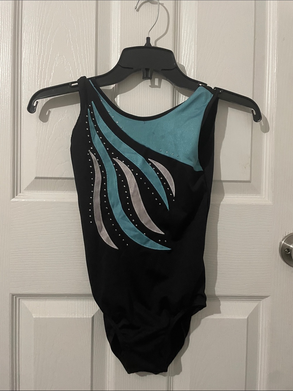 Kids Black and Teal Gymnastics Leotard - Youth One Piece